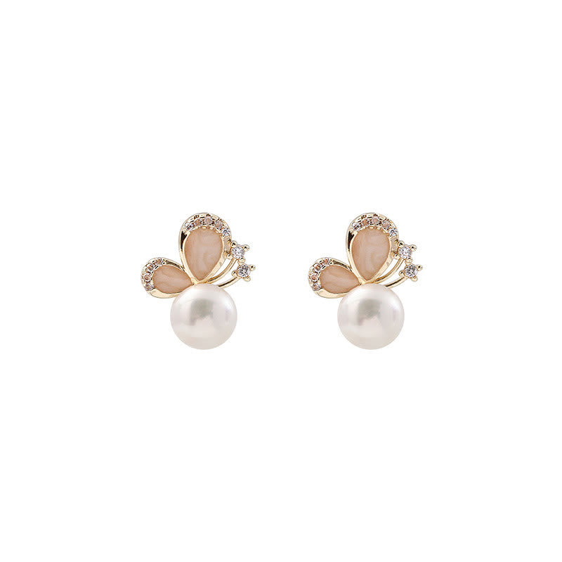 Buddha Stones 18k Gold Plated Pearl Butterfly Love Freedom Stud Earrings - image 10