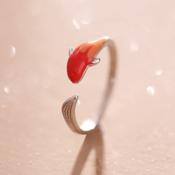 Buddha Stones Koi Fish Copper Balance Luck Adjustable Ring - Copper - image 0