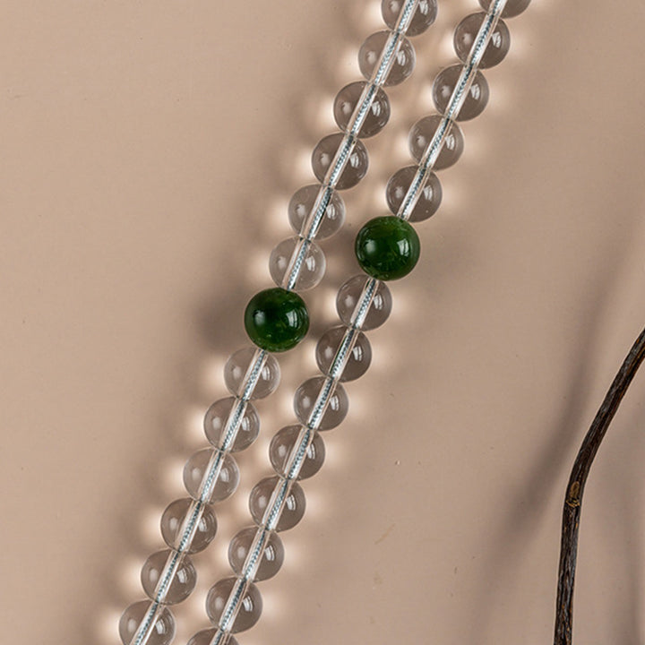 Buddha Stones 108 Beads White Crystal Jade Meditation Bracelet Mala - image 16