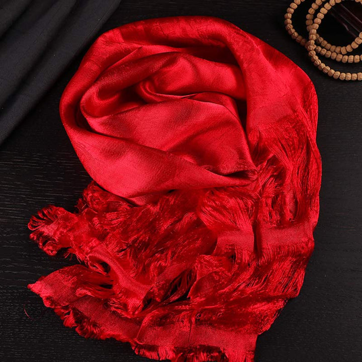 Buddha Stones Tibetan Blessing Auspicious 5 Colors Jacquard Khata Decoration - Red - image 7