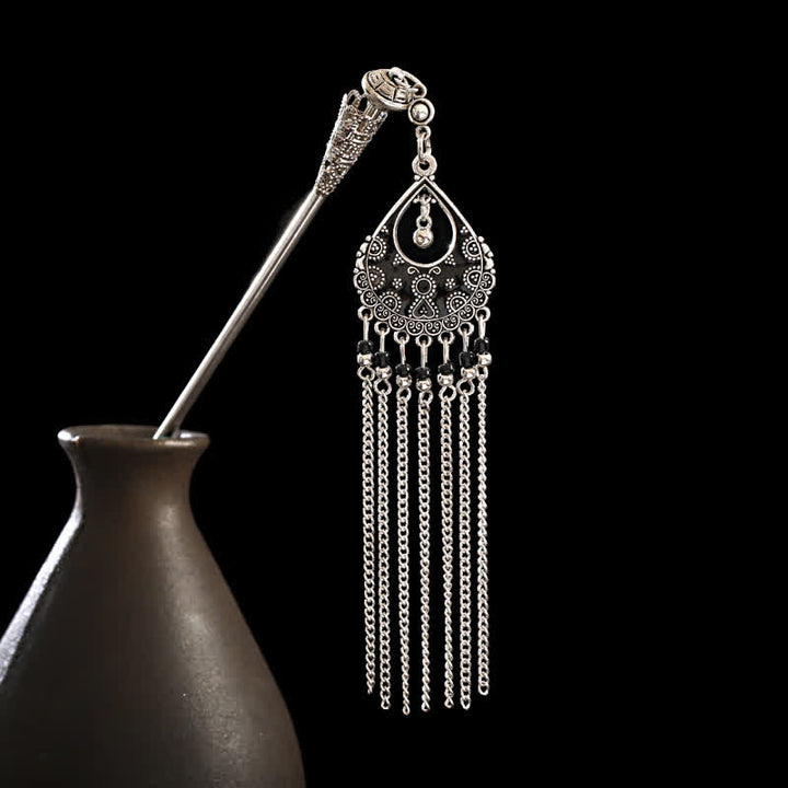 Water Drop Lily of the Valley Flowers Tassels Confidence Hairpin - Moon-Black - image 32