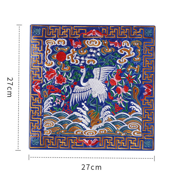 Buddha Stones Crane Phoenix Dragon Kirin Embroidered Cup Mat Pad Tea Cup Coaster Square Kung Fu Tea Mat - image 6