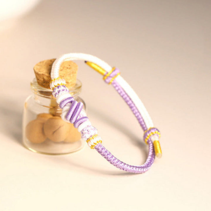 Buddha Stones Two-Color Rope Handcrafted Eight Thread Peace Knot Luck Connection Bracelet - image 11