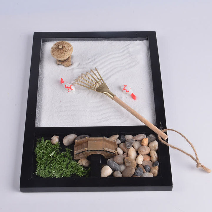 Buddha Stones Koi Fish Small Bridge Calm Peace Meditation Zen Garden Decoration - image 2