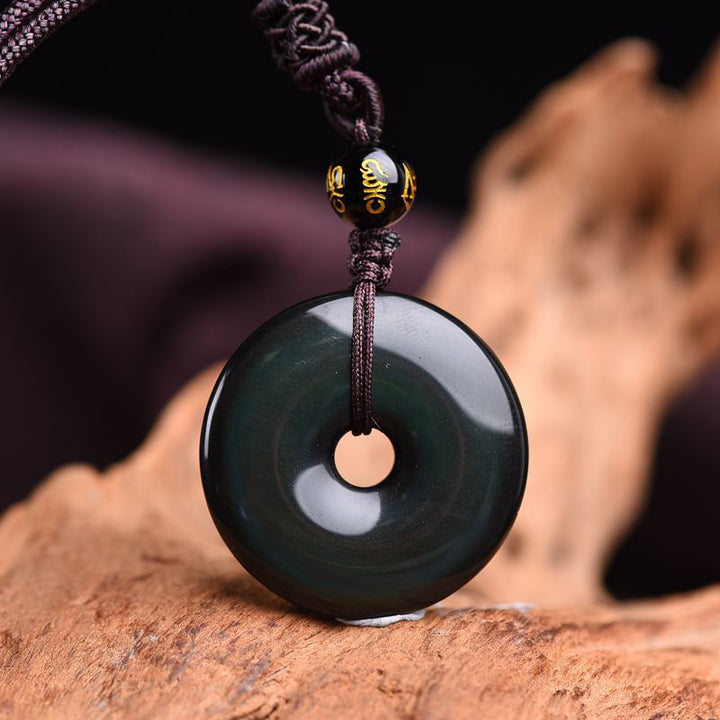 Buddha Stones Tibetan Obsidian Protection Necklace - Rainbow Obsidian - image 11