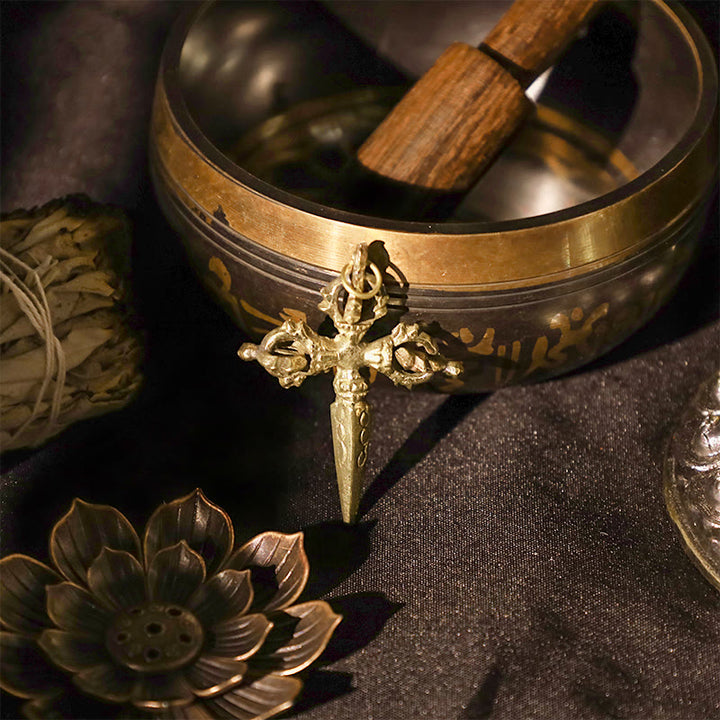 Buddha Stones Nepal Handmade Double Dorje Copper Enlightenment Strength Vajra - image 3