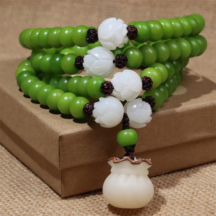 Buddha Stones Natural Bodhi Seed 108 Beads Mala Wisdom Bracelet - 6mm*8mm - #1 - image 0