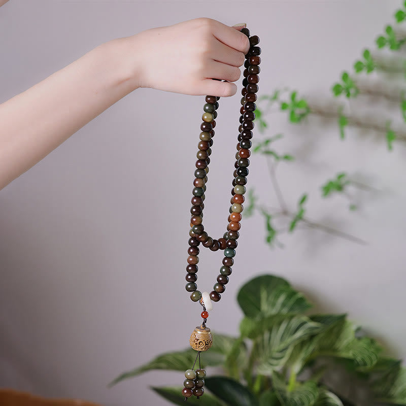 Buddha Stones 108 Mala Beads Dunhuang Color Bodhi Seed Dzi Bead Keep Away Evil Spirits Bracelet - image 5