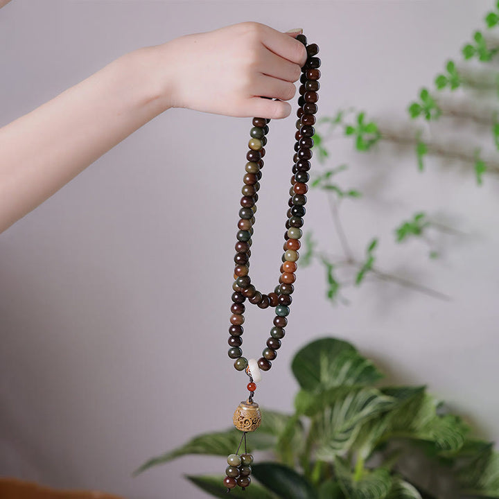 Buddha Stones 108 Mala Beads Dunhuang Color Bodhi Seed Dzi Bead Keep Away Evil Spirits Bracelet - image 5