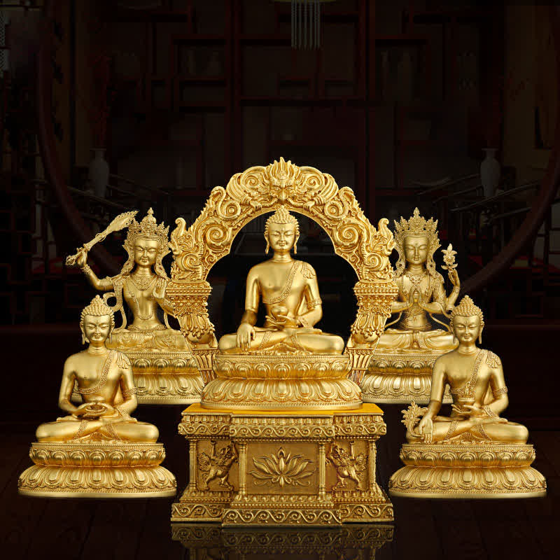 Buddha Stones Shakyamuni Amitabha Medicine Buddha Figurine Serenity Copper Statue Home Decoration - image 0