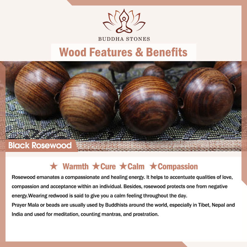 Buddha Stones Ebony Green Sandalwood Black Rosewood Bamboo Peace Bracelet - image 13