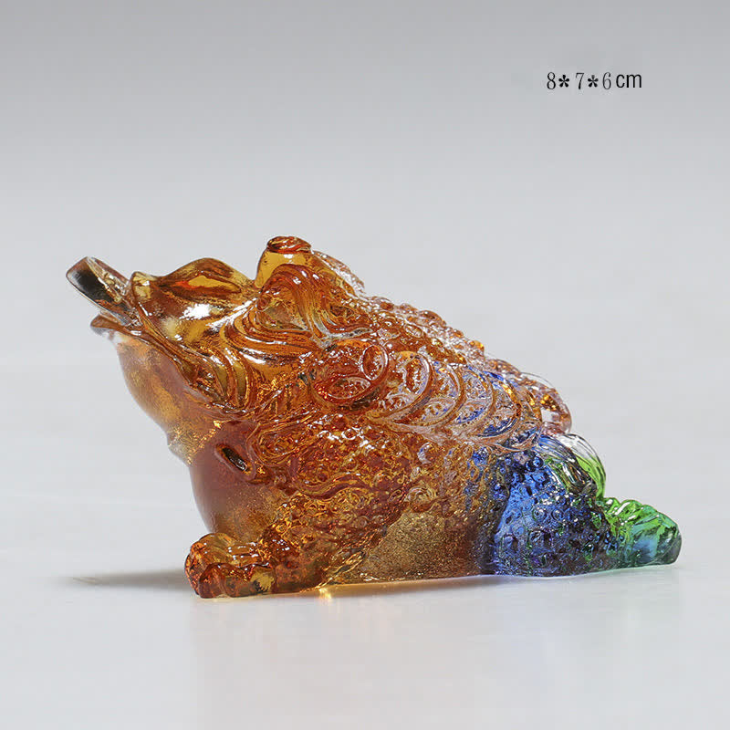 Buddha Stones Feng Shui Frog Handmade Liuli Crystal Art Piece Wealth Home Office Decoration - 8*7*6cm - image 1