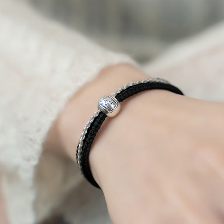Buddha Stones 925 Sterling Silver Tibetan Zakiram Goddess of Wealth Luck Rope Bracelet - image 15
