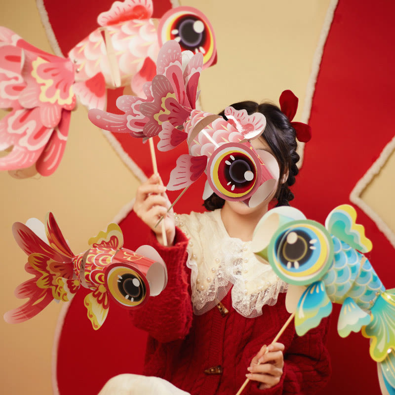 Buddha Stones DIY Fortune Luck Koi Fish Paper Lantern Lamp Mid-Autumn Festival Child Kids Lantern Decoration - image 12