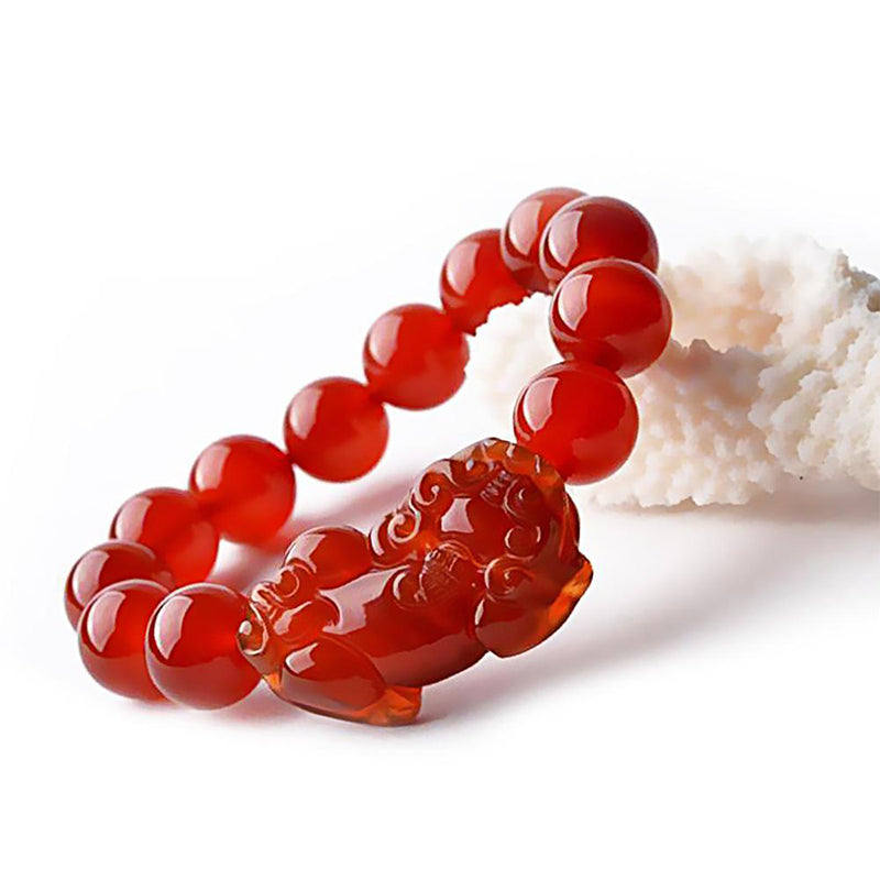 Buddha Stones Red Agate Lucky Pixiu Wealth Luck Bracelet - image 4