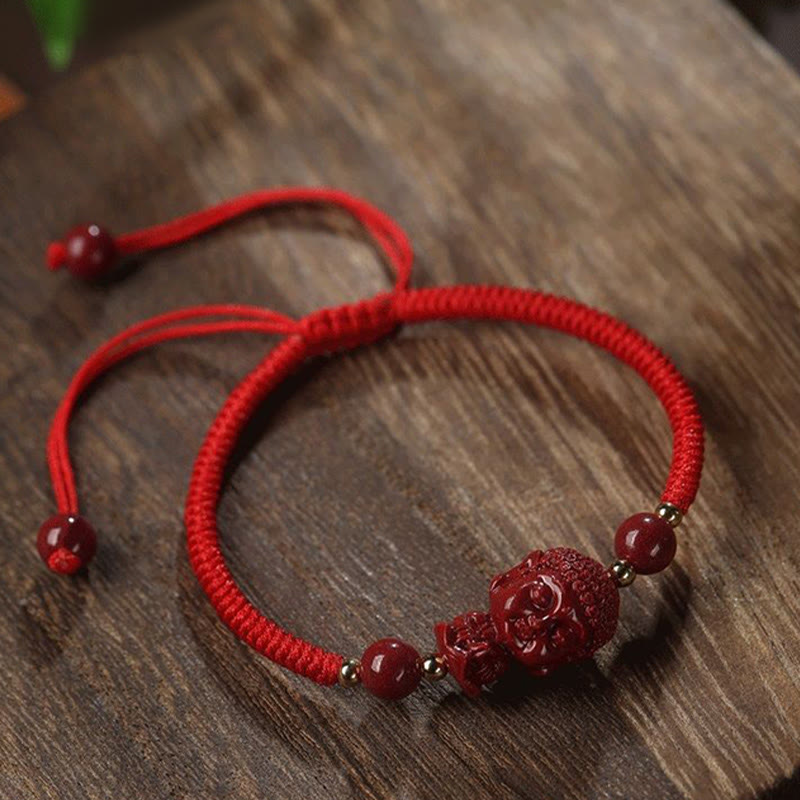 Buddha Stones Chinese Zodiac Natal Buddha Cinnabar Amulet Blessing String Bracelet - image 13