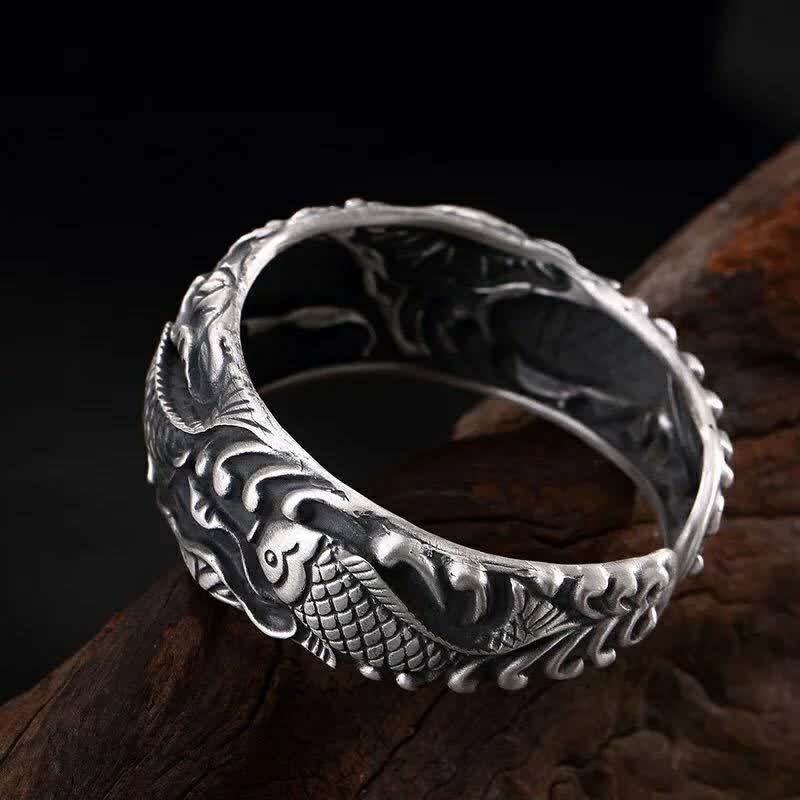 Buddha Stones Buddha Stones Koi Fish Lotus Luck Wealth Bracelet Bangle - image 2