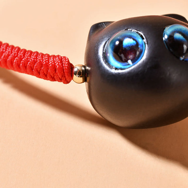 Buddha Stones Ebony Wood Cat Head Pattern Peace King Kong Knot Braided Bracelet - image 10