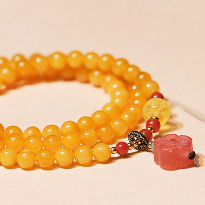 Amber Healing Balance Necklace Flower Charm Bracelet - image 5
