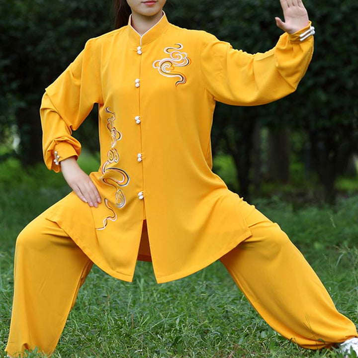 Buddha Stones Auspicious Clouds Embroidery Meditation Prayer Spiritual Zen Tai Chi Qigong Practice Unisex Clothing Set - image 2