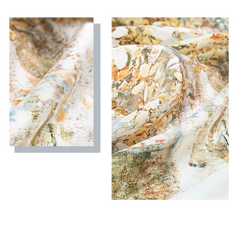 Buddha Stones Jungle Oil Painting Auspicious Clouds 100% Mulberry Silk Scarf Premium Grade 6A Double-sided Silk Neck Scarf - image 18