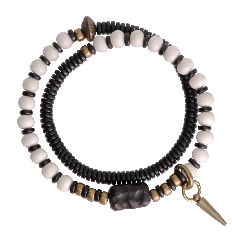 Buddha Stones Bone Beads Ebony Wood Copper Strength Couple Bracelet - image 10