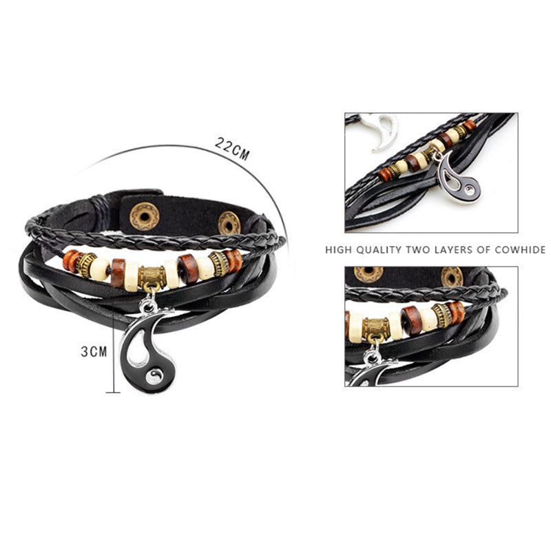 Buddha Stones Yin Yang Pendant Couple Balance Bracelet - image 7
