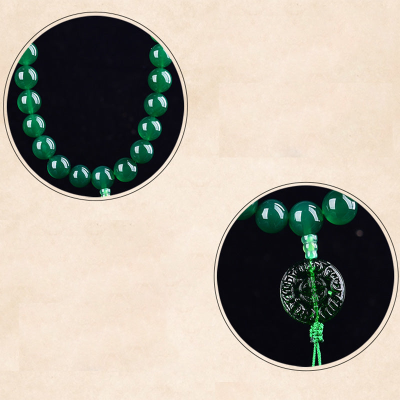 Buddha Stones Natural Green Agate Wrist Mala Manifestation Pocket Mala Car Decoration - image 6