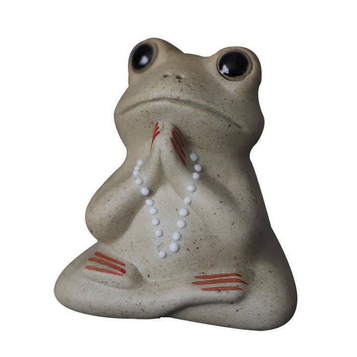 Buddha Stones Meditating Ceramic Small Frog Statue Decoration - image 3