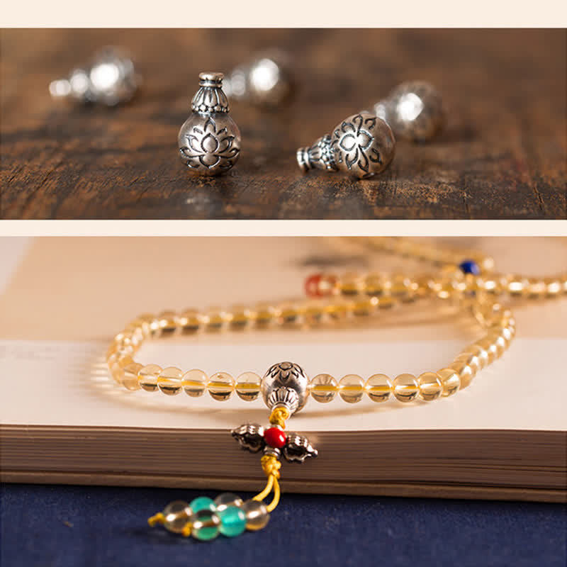 925 Sterling Silver 108 Mala Beads Natural Citrine Red Agate Amber Pleasure Charm Bracelet - image 24