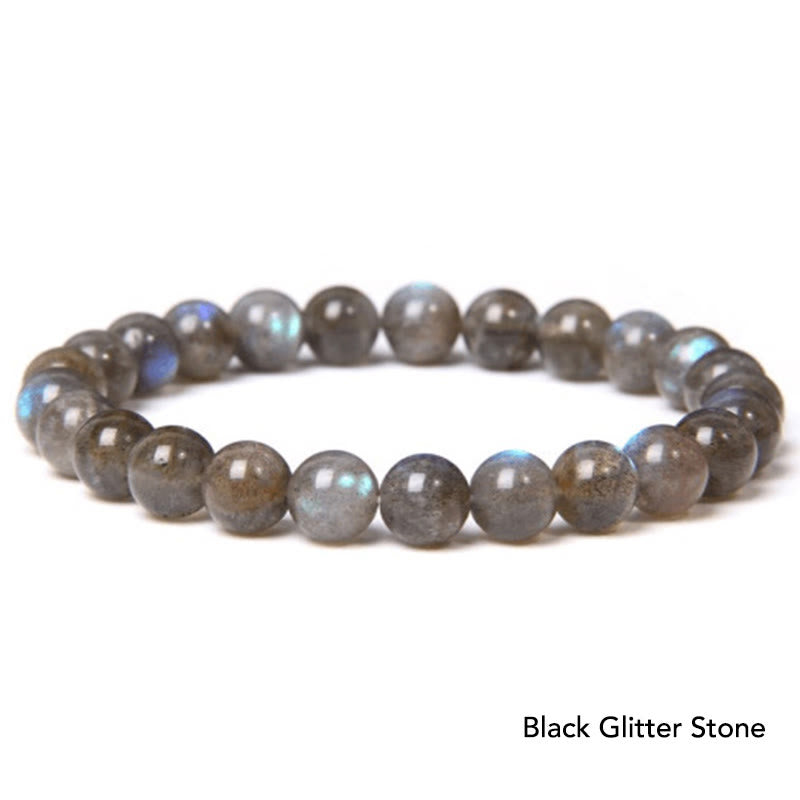 Natural Agate Stone Crystal Balance Beaded Bracelet - Black Glitter Stone - image 65