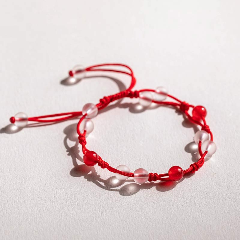 Buddha Stones Red Agate Moss Agate Cinnabar Calm Bracelet - Chalcedony&Red String - image 16