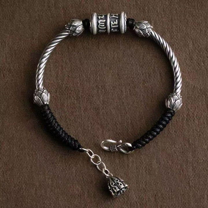 Buddha Stones Om Mani Padme Hum Lotus Peace Braided Bracelet - image 1