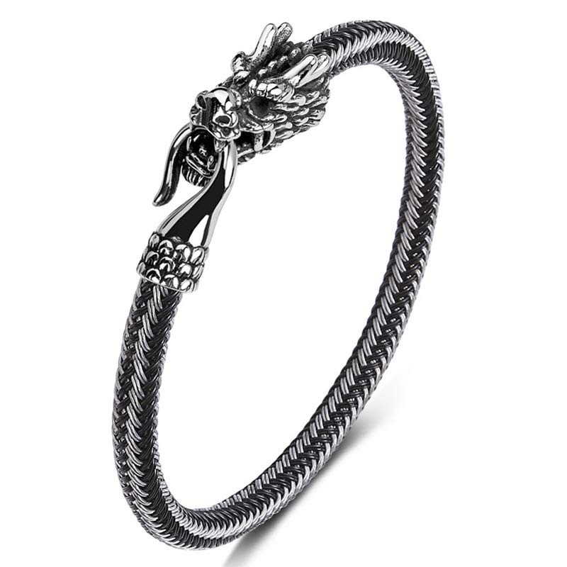 Buddha Stones Dragon Titanium Steel Protection Luck Bracelet - image 28