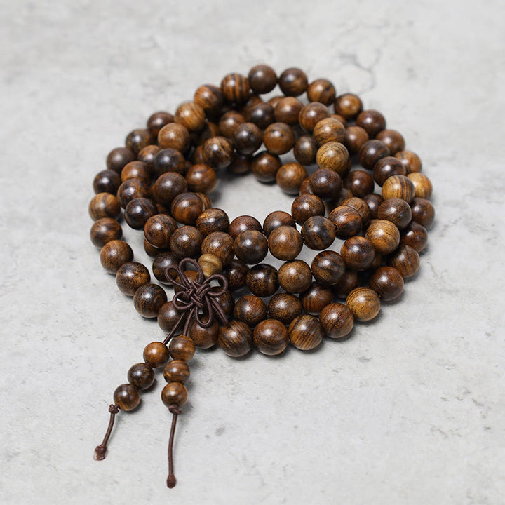 Buddha Stones 108 Mala Beads Bracelet Prayer Meditation Sandalwood Elastic - Rosewood - image 0