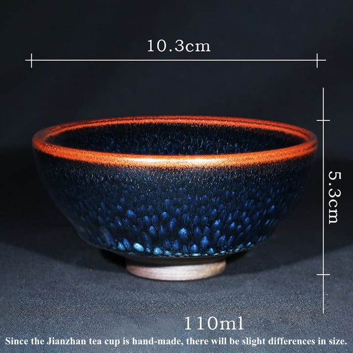 Buddha Stones Handmade Blue Francolinus Spot Chinese Jianzhan Ceramic Teacup Kung Fu Tea Cup Bowl - image 7