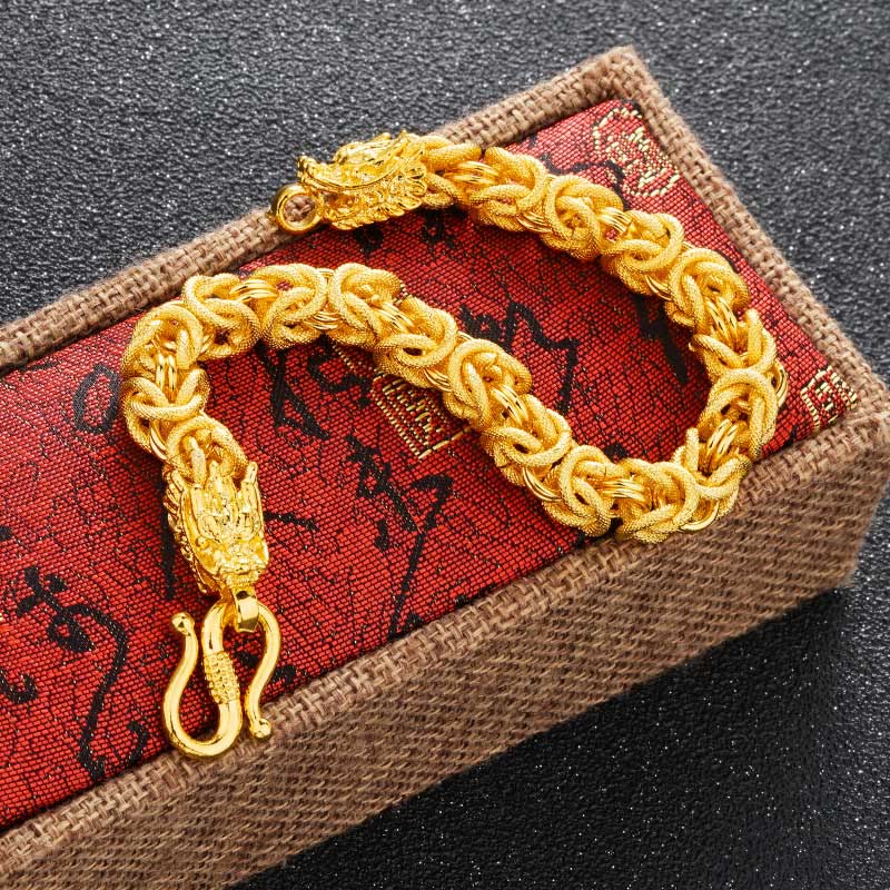 Buddha Stones 24k Gold Plated Double Headed Dragon Protection Bracelet - image 1