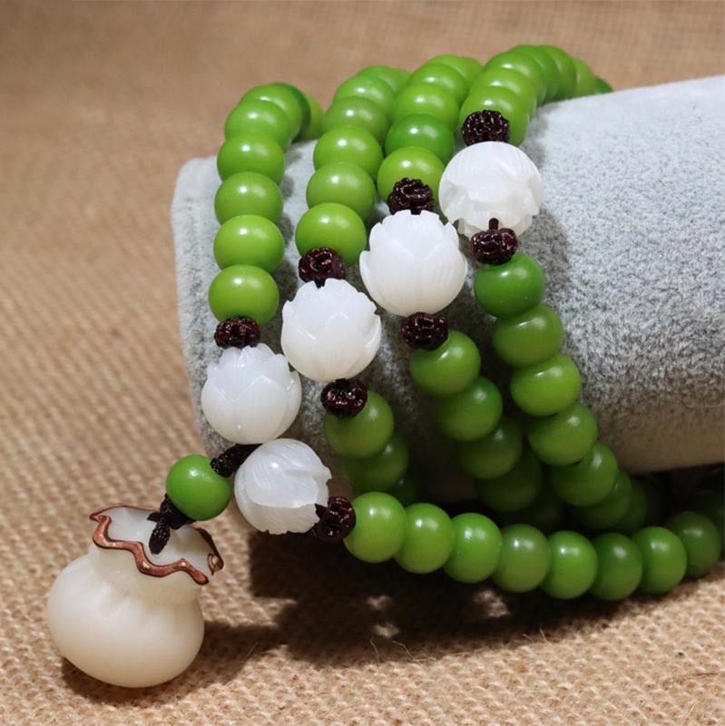 Buddha Stones Natural Bodhi Seed 108 Beads Mala Wisdom Bracelet - 7mm*9mm - #2 - image 1