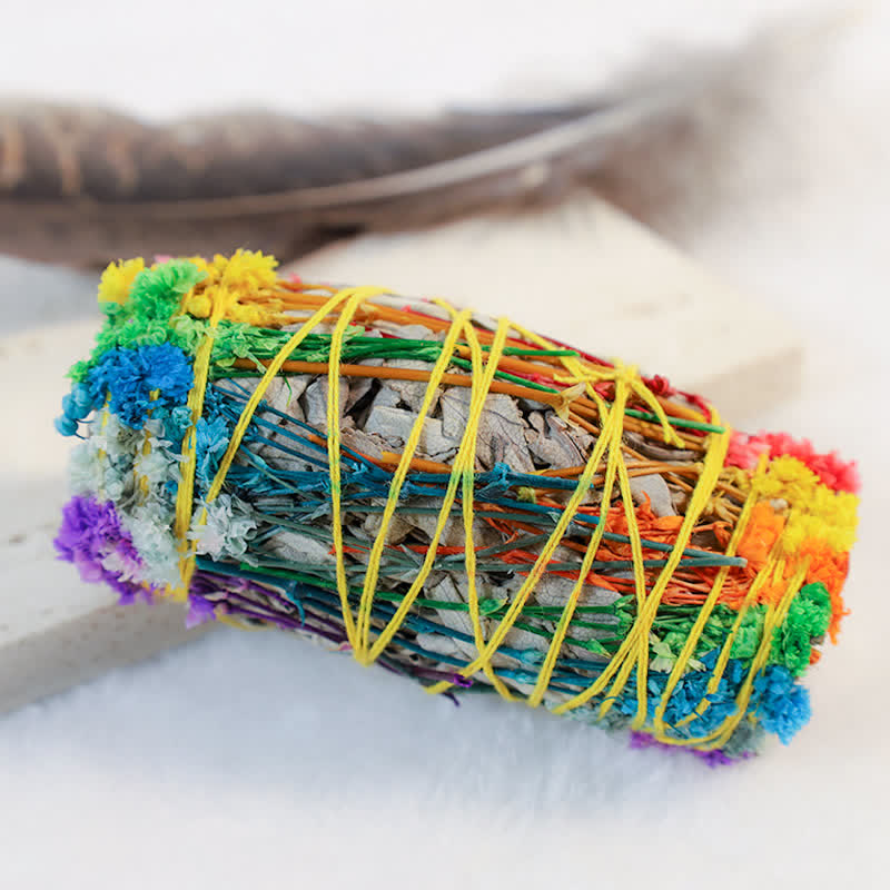 Buddha Stones Colorful Daisy Red Rose Flowers Smudge Stick for Home Cleansing Incense Healing Meditation Smudge Sticks Rituals Set - image 11