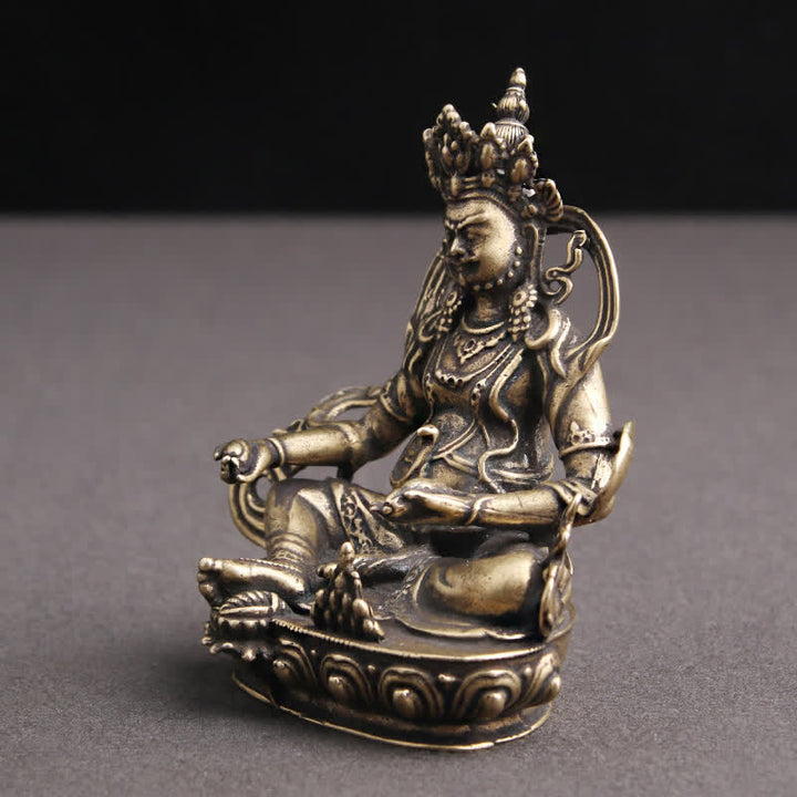 Buddha Stones Yellow Jambhala Bodhisattva Figurine Serenity Copper Statue Decoration - image 6