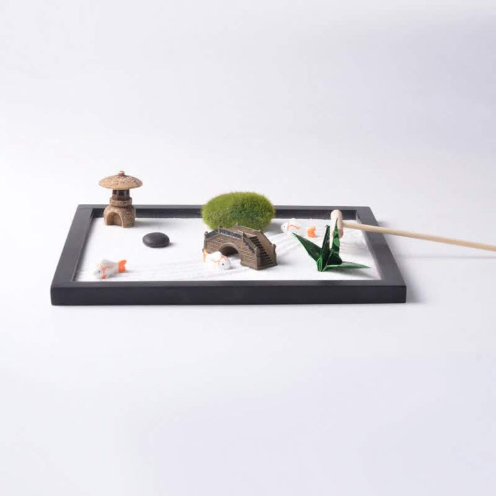 Buddha Stones Koi Fish Small Bridge Grass Landscape Peace Meditation Zen Garden Decoration - image 3