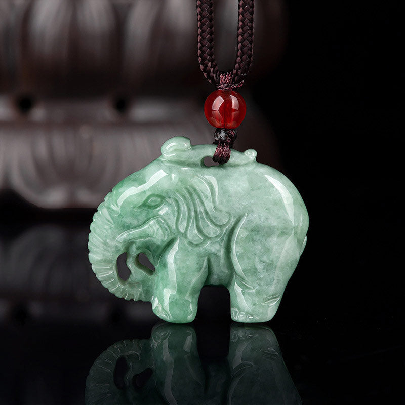 Elephant Jade Luck Strength Necklace String Pendant - Jade - image 0