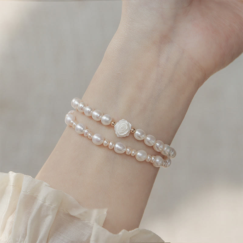 Buddha Stones Natural Flower Pearl Sincerity Bead Bracelet - image 0