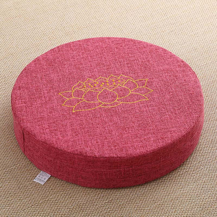 Buddha Stones Lotus Embroidery Cotton Linen Meditation Seat Cushion - Soft - 40cm*10cm - DeepPink - image 20