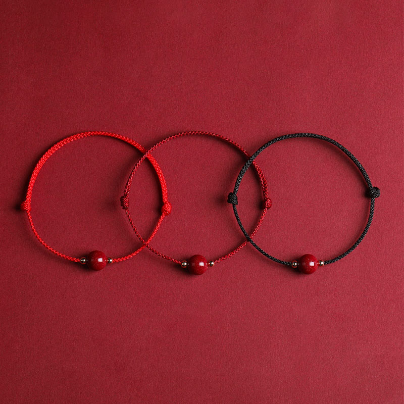 Buddha Stones Natural Lucky Cinnabar Bead Blessing String Bracelet Anklet - image 8