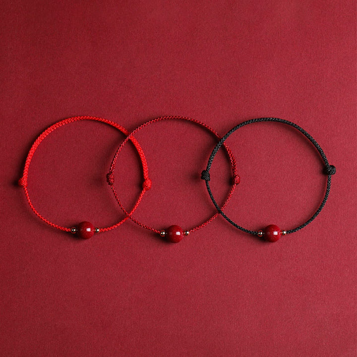 Buddha Stones Natural Lucky Cinnabar Bead Blessing String Bracelet Anklet - image 8