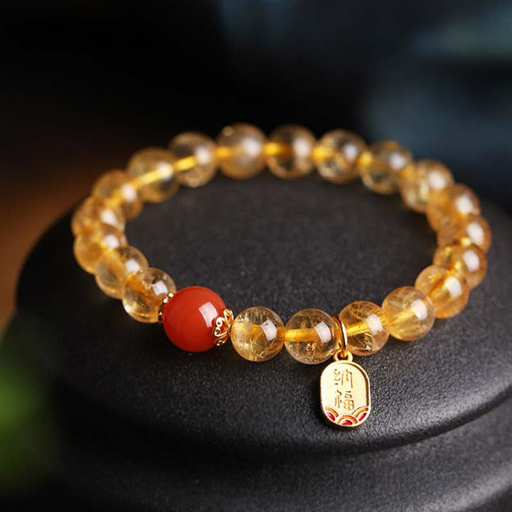 Buddha Stones Citrine Red Agate Fortune Charm Bracelet - image 7