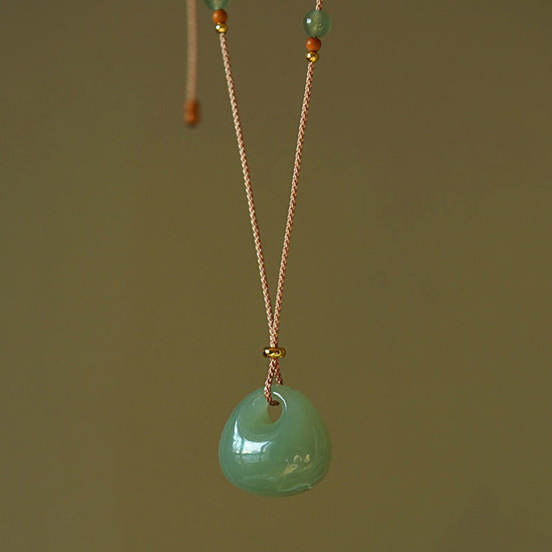 Buddha Stones Natural Jade Luck Prosperity Necklace Pendant (Random Color) - Jade (Prosperity ♥ Abundance) - image 0
