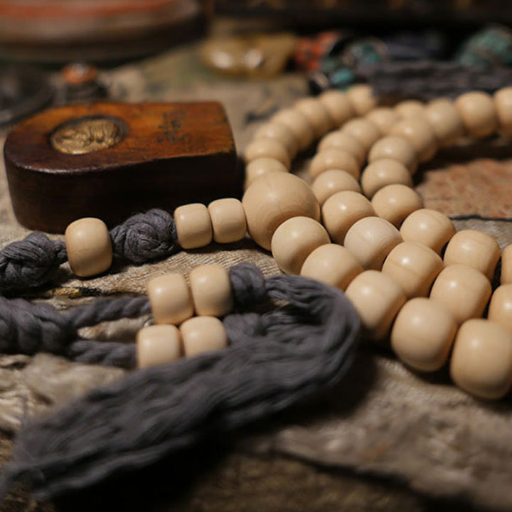 Buddha Stones 108 Mala Beads Abelia Biflora Wood Warding Off Evil Spirits Wrist Mala - image 3