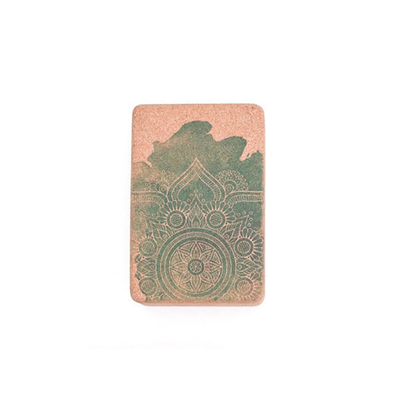 Buddha Stones Tibetan Mandala Mindful Yoga Cork Block - Green Mandala - image 8